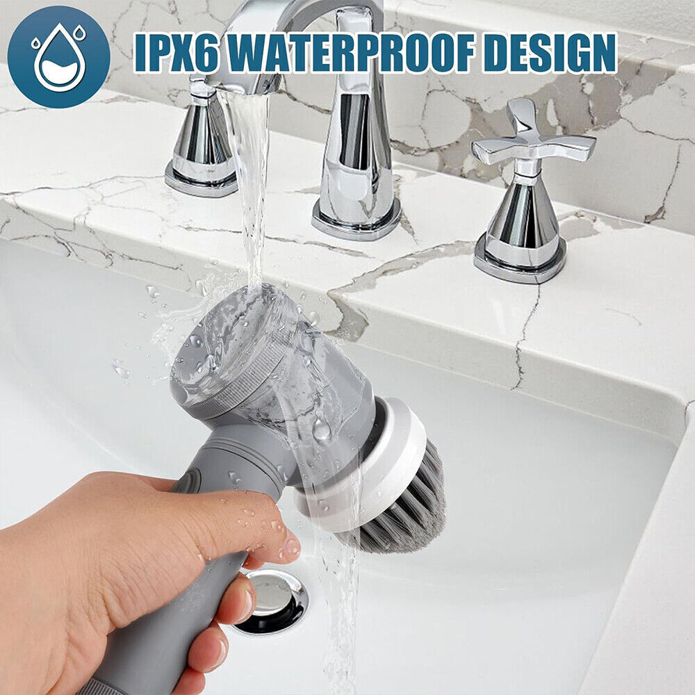 Electric Spin Scrubber Brush – 8-in-1 Rechargeable Cleaning Tool for Bathroom, Kitchen & Tiles