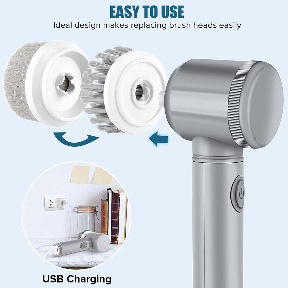 Electric Spin Scrubber Brush – 8-in-1 Rechargeable Cleaning Tool for Bathroom, Kitchen & Tiles